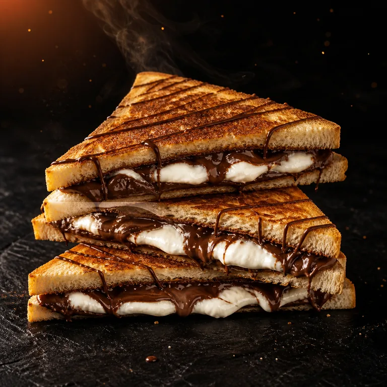 Choco Nutella and cream grilled sandwich